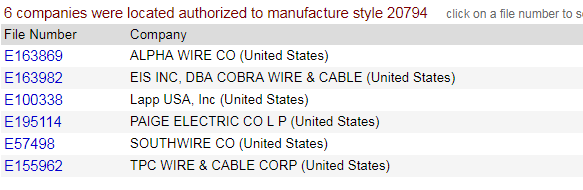 點擊右下角的相應線號搜索生產商